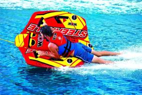 img 1 attached to 🚤 WOW World of Watersports Inflatable Steerable Tube for Boating, Take Control of the Ride, 1 or 2 Person, Model 19-1090
