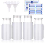 👀 infilila push down pump dispenser bottles - 4pcs (2x180ml, 2x160ml) with bonus label sheet and funnels - empty pump dispenser bottle kit for alcohol acetone, polish, makeup remover, and more logo