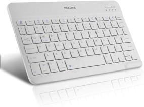img 4 attached to 🔑 REALIKE Ultra-Slim Bluetooth Keyboard - Rechargeable Wireless Keyboard for iPad, iPad Pro, iPhone, Android Tablets, Windows, and Mac - White
