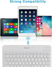 img 2 attached to 🔑 REALIKE Ultra-Slim Bluetooth Keyboard - Rechargeable Wireless Keyboard for iPad, iPad Pro, iPhone, Android Tablets, Windows, and Mac - White