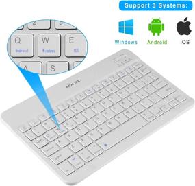 img 3 attached to 🔑 REALIKE Ultra-Slim Bluetooth Keyboard - Rechargeable Wireless Keyboard for iPad, iPad Pro, iPhone, Android Tablets, Windows, and Mac - White