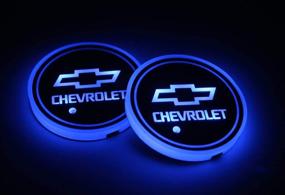 img 2 attached to 🚗 Вентиляторы автомобиля 2 шт. Chevrolet LED огни подстаканника: изменение 7 цветов, USB зарядное устройство, светящийся коврик для стаканов и LED-лампа для интерьера.