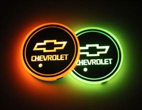 img 1 attached to 🚗 Вентиляторы автомобиля 2 шт. Chevrolet LED огни подстаканника: изменение 7 цветов, USB зарядное устройство, светящийся коврик для стаканов и LED-лампа для интерьера.