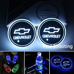 img 4 attached to 🚗 Вентиляторы автомобиля 2 шт. Chevrolet LED огни подстаканника: изменение 7 цветов, USB зарядное устройство, светящийся коврик для стаканов и LED-лампа для интерьера.