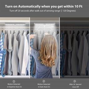 img 3 attached to 2-пакетные USB-перезаряжаемые датчик движения света в шкаф, OxyLED 20-LED беспроводные подсветки шкафа, налепляемые светильники на ступенях, ночник LED для гардероба, кухни, эскалаторов - усиленное освещение для безопасности.