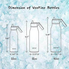 img 1 attached to 🥤 VEEFINE Insulated Water Bottle with Straw Lid: 20/32/40oz Stainless Steel, Dishwasher Safe, BPA-Free - Ideal for Hiking, Camping, Yoga, and Gym