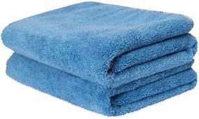 img 2 attached to 🚙 Premium Microfiber Car Towels (24"x 36"), 400 GSM, 80/20 Blend, Tagless, Satin Piped Edges, Multipurpose Auto Detailing - Waxing, Buffing, Polishing, Washing, Drying, 2 Pack (Blue)