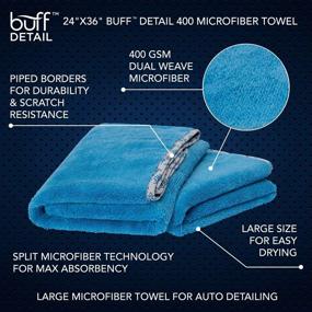 img 3 attached to 🚙 Premium Microfiber Car Towels (24"x 36"), 400 GSM, 80/20 Blend, Tagless, Satin Piped Edges, Multipurpose Auto Detailing - Waxing, Buffing, Polishing, Washing, Drying, 2 Pack (Blue)