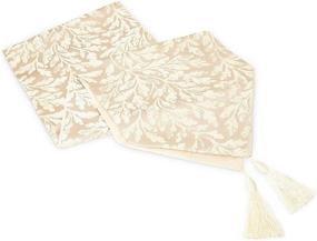 img 2 attached to Table Runner Tassels Beige Jacquard
