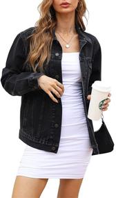 img 4 attached to Jacket Women Oversized Trucker Washed Women's Clothing and Coats, Jackets & Vests