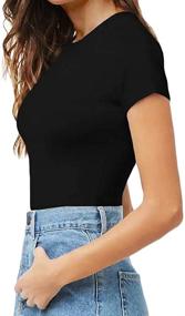 img 2 attached to 👚 Stylish and Versatile: MANGOPOP Women's Crew Neck Short Sleeve Long Sleeve T Shirt Bodysuit Jumpsuit!