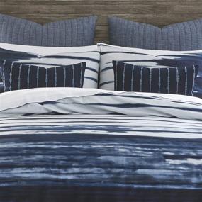 img 1 attached to 🛏️ Izi Shibori Print Cotton Navy Full/Queen Duvet Cover Set: Luxurious and Stylish Bedding Option
