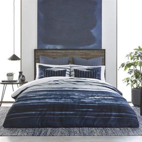 img 3 attached to 🛏️ Izi Shibori Print Cotton Navy Full/Queen Duvet Cover Set: Luxurious and Stylish Bedding Option