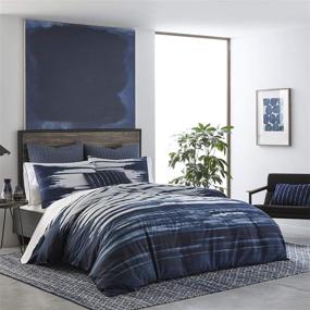 img 4 attached to 🛏️ Izi Shibori Print Cotton Navy Full/Queen Duvet Cover Set: Luxurious and Stylish Bedding Option