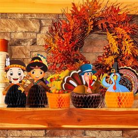 img 1 attached to 🦃 Whaline Thanksgiving Honeycomb Decoration Kit: Paper Turkey Pumpkin Centerpiece for Fall Harvest Home Tabletop