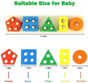 img 3 attached to 🧩 Dreampark Wooden Educational Toys: Shape Color Sorting Stacking Blocks Toddler Puzzles Birthday Gifts for Boys and Girls, Ages 1-3