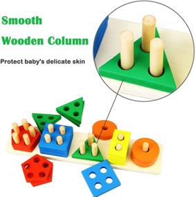 img 2 attached to 🧩 Dreampark Wooden Educational Toys: Shape Color Sorting Stacking Blocks Toddler Puzzles Birthday Gifts for Boys and Girls, Ages 1-3