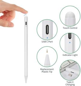 img 3 attached to Apple Pencil Alternative for iPad 8th Gen: 2020 Stylus Pencil with Palm Rejection, Type C Charge, & Replaceable Fine Tip