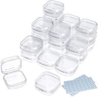 📦 duofire small containers with lids - 24 pack clear plastic storage boxes for beads, crafts, jewelry, and small items (1.38x1.38x0.7 inches) logo