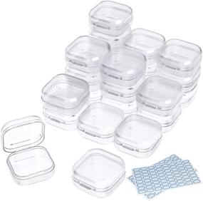 img 4 attached to 📦 DUOFIRE Small Containers with Lids - 24 Pack Clear Plastic Storage Boxes for Beads, Crafts, Jewelry, and Small Items (1.38x1.38x0.7 Inches)