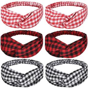 img 4 attached to 🎀 Stylish 6-Piece Plaid Headband Set: Retro Criss-Cross Elastic Wraps - Perfect Hair Accessories for Women & Girls, Ideal for Christmas