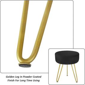 img 1 attached to Modern Black Round Velvet Footrest Stool Ottoman with Golden Metal Leg for Dressing Table Stool, Shoes Bench in Living Room Bedroom - GRUNEN WOLKEN