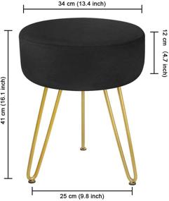 img 2 attached to Modern Black Round Velvet Footrest Stool Ottoman with Golden Metal Leg for Dressing Table Stool, Shoes Bench in Living Room Bedroom - GRUNEN WOLKEN