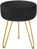 modern black round velvet footrest stool ottoman with golden metal leg for dressing table stool, shoes bench in living room bedroom - grunen wolken logo