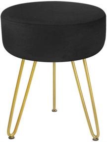 img 4 attached to Modern Black Round Velvet Footrest Stool Ottoman with Golden Metal Leg for Dressing Table Stool, Shoes Bench in Living Room Bedroom - GRUNEN WOLKEN