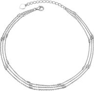 🌸 шикарный многослойный браслет на щиколотку из 925 стерлингового серебра: регулируемый 9+1,5 дюймовый пляжный браслет для женщин и девочек - элегантные и простые браслеты на щиколотку логотип