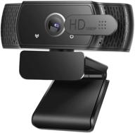 1080p hd usb webcam with microphone, privacy cover, autofocus - plug and play streaming webcam for computers (black) logo