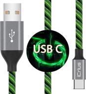 🔌 green led light up flowing usb type c cable, icrius 3ft fast charger charging cords with 3a compatibility for samsung galaxy s10 s10e s9 s8 plus note 10 9 8, moto z, lg g8, and more logo