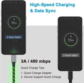 img 2 attached to 🔌 Green LED Light Up Flowing USB Type C Cable, iCrius 3ft Fast Charger Charging Cords with 3A Compatibility for Samsung Galaxy S10 S10E S9 S8 Plus Note 10 9 8, Moto Z, LG G8, and More