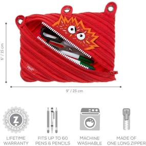 img 2 attached to 🎒 Раскройте творчество с ZIPIT Talking Monstar 3-Ring Binder Pencil Pouch - Red! Предназначен для детей, обладает большим объемом и выполнен в виде пенала на одной длинной молнии!