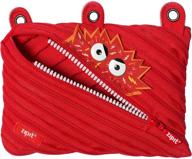 🎒 unleash creativity with zipit talking monstar 3-ring binder pencil pouch - red, designed for kids, featuring a large capacity pen case made from one long zipper! logo