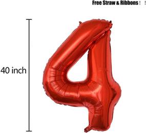 img 3 attached to 🎈 Jumbo 40-Inch Red Number Balloons for Birthday Party, Wedding, Bridal Shower, Engagement Photo Shoot, Anniversary - Huge Giant Foil Mylar Balloons with 4 Digit Display