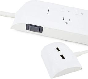 img 2 attached to ⚡ High-Quality 8 Outlet Surge Protector Power Strip with 2 USB Charging Ports (2.4A) - 6 + 4 FT Extension Cord, 2400 Joules Overload Protection, Wall Mountable - ETL Listed - White