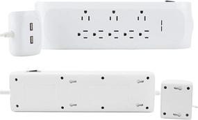 img 3 attached to ⚡ High-Quality 8 Outlet Surge Protector Power Strip with 2 USB Charging Ports (2.4A) - 6 + 4 FT Extension Cord, 2400 Joules Overload Protection, Wall Mountable - ETL Listed - White