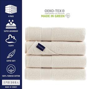 img 3 attached to 🛁 EPHEDORA Turkish Cotton Bath Towels Cream, 600 GSM, Set of 4 Luxury Bath Towels, Large Sized for Hotels, Home, SPA, Gym, 27" x 54", Highly Absorbent and Soft Cotton Towel Set