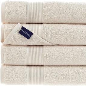 img 4 attached to 🛁 EPHEDORA Turkish Cotton Bath Towels Cream, 600 GSM, Set of 4 Luxury Bath Towels, Large Sized for Hotels, Home, SPA, Gym, 27" x 54", Highly Absorbent and Soft Cotton Towel Set