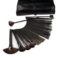 🖌️ ebotrade 32-piece professional cosmetic makeup brush set kit in black synthetic leather case logo