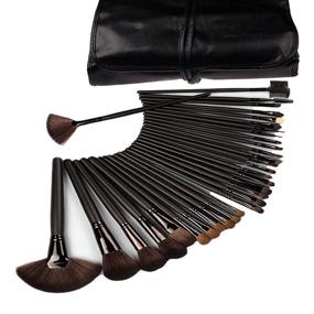 img 4 attached to 🖌️ eBoTrade 32-Piece Professional Cosmetic Makeup Brush Set Kit in Black Synthetic Leather Case