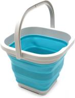 sammart 5l collapsible plastic bucket - portable fishing water pail - space saving outdoor waterpot (bright blue, 1.3 gallon) logo