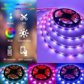 img 1 attached to 65.6ft Smart RGB 5050 SMD LED Light Strips - Color Changing Strip Light with Music Sync, Bluetooth APP Control, 40-Key Remote - Ideal for Bedroom, Room, Kitchen, Home TV - 600 LEDs