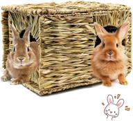 bwogue oversized grass hideaway house for rabbits, handcrafted natural foldable bed hut with openings - playhouse for bunny, guinea pig, chinchilla, ferret - ideal for play and sleep logo