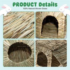 img 2 attached to BWOGUE Oversized Grass Hideaway House for Rabbits, Handcrafted Natural Foldable Bed Hut with Openings - Playhouse for Bunny, Guinea Pig, Chinchilla, Ferret - Ideal for Play and Sleep