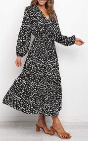 img 1 attached to 🐆 MITILLY Boho Leopard Print Maxi Dress: Stylish Ruffle Long Sleeve V Neck for Casual or Party Wear