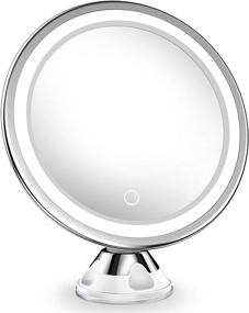 img 4 attached to Enhanced Lighted Makeup Mirror with 10x Magnification, Touch Control LED Lights, 360° Rotating Arm, and Secure Suction Cup - Ideal for Home, Bathroom Vanity, and Travel