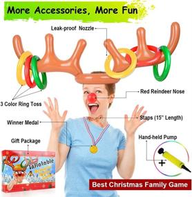 img 3 attached to 🎄 Family Christmas Party Game: 2 Inflatable Reindeer Antlers with 12 Ring Toss, 2 Red Reindeer Noses, 1 Medal, and 1 Hand-held Pump - Perfect for Holiday Fun