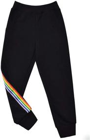 img 2 attached to 🌈 Rainbow Striped Jogger Sweatpants for Girls' in Pants & Capris - Pocket Included